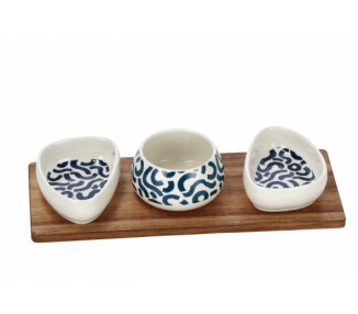 SET DA APERITIVO IN PORCELLANA E BAMBOO – DORA HOME