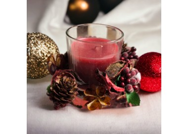 Box 2 candele rosse natale con girocandela 10 x 7 cm